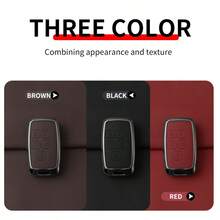 Durable Zinc Alloy & Leather Decorated Protective Case For LAND ROVER Range, Sport, Velar, Evoque, Freelander, Discovery And JAGUAR Car Remote Key Fob, Elegant Design With Keychain And 2 Screws (Car Key Not Included) - Multicolor - View 4