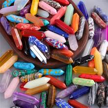 5/20件套六边形水晶玻璃石套装，灵性冥想仿宝石吊坠，时尚串珠人造水晶，适合DIY珠宝制作和小本生意用品 - 彩色 - 查看 3