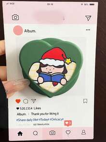 防震爱心设计韩式磁吸手机支架，爱心蝴蝶结波点英文设计，兼容MagSafe手机（手机壳），强力吸附，可伸缩折叠，适合懒人追剧的必备好物，情人节礼物 - 彩色 - 查看 3