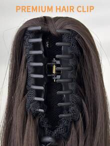 26 Inch Long Wavy Brown Heat Resistant Synthetic Fiber Claw Ponytail Hair Extension, Suitable For Women's Daily Use, Parties And Music Festivals - Brown - View 7