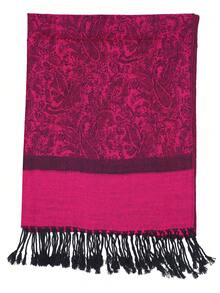 1pc 70*180cm Elegant Paisley Print Scarf, Ombre Rose Floral Long Shawl, Versatile Sunscreen Shawl For Spring/Summer, Holiday Dress Scarf - Hot Pink - View 4