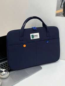 1pc Nylon Laptop Sleeve Bag, Fits 11"/14"/15" Laptops, Protective Computer Case With File Folder, Suitable For Boys, Girls, Teens And College Students, Also Fits Tablets - Blue - View 1