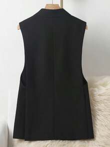 Blazers para mujer,Chaqueta chaleco versátil de un solo botón estilo coreano, novedad de moda para mujer para primavera/otoño. - Negro - Ver 6