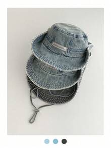 1 件复古水洗做旧渔夫帽，女士户外防晒宽边钓鱼徒步露营帽，适合夏季男士太阳帽夏季帽子，适合徒步旅行和钓鱼等夏季户外活动