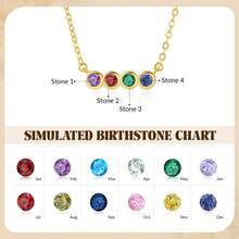 1pc Personalized Men's Gift, Custom Birthstone Necklace, Men's Necklace, Anniversary Family Gift For Her ,Birthday Gift, Father Gift, Christmas Gift For Him. - Multicolor - View 4