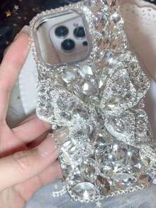 Sequins,Diamond Luxury Bling Rhinestone Bowknot Phone Case Compatible With IPhone 17 Pro Max, 14, 15 Plus, 11, 12 Series, Full Body Protective Cover - Clear - View 3