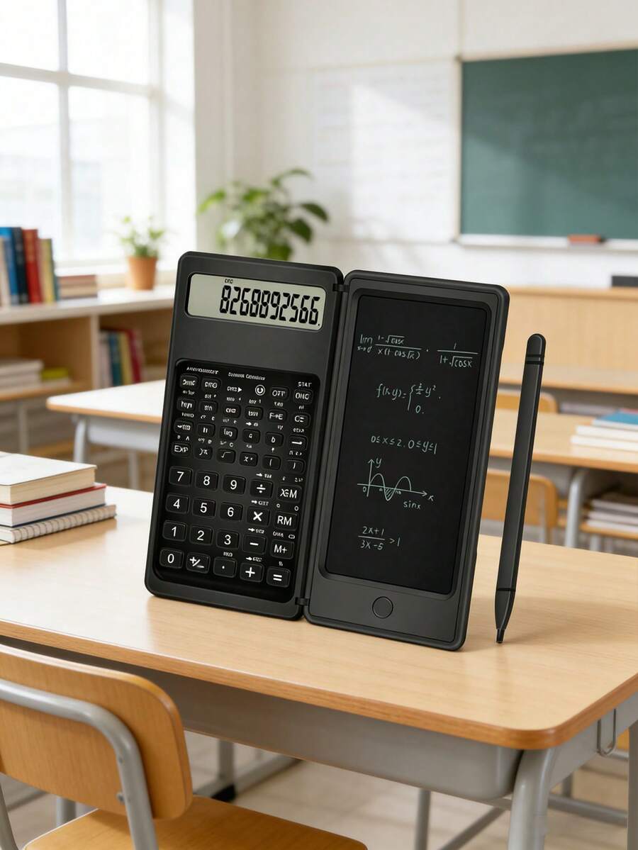 S9 3-In-1 Scientific Calculator With Digital Writing Pad & Stylus - Foldable, Battery-Powered, Suitable For Students And Office Workers