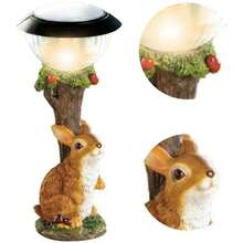 Rabbit-Shaped Solar Garden Light - Decorative LED Resin Light Depicting An Animal, Ideal For Yards, Lawns, And Walkways. Small, Waterproof Outdoor Solar Light For Garden Decoration.