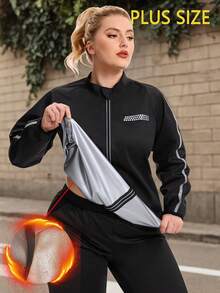 Plus Size Women's Sauna Suit Set, Gym Workout Jacket, Women's Sweat Suit Set Sports Black - Black - View 1