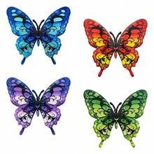 4 PEÇAS Decoração de Parede Externa Borboleta Metálica Vibrante, Escultura Externa Resistente à Ferrugem de 6.3 Polegadas com Ganchos Sem Ferramentas para Jardim, Pátio, Cerca e Varanda - Presente Perfeito para Inauguração, Dia das Mães, Família e Amigos - A - Visão 16