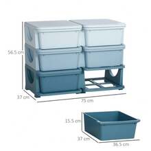 Blue Kids' Storage Organizer – 6-Drawer Unit For Toys & Bedroom - bawaan - View 3