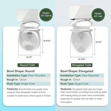 Inodoro alargado de 21 pulgadas de alto, inodoros extra altos con asiento de inodoro de altura cómoda y descarga única de 1,28 GPF, adecuado para personas mayores y personas altas - Blanco - Ver 9