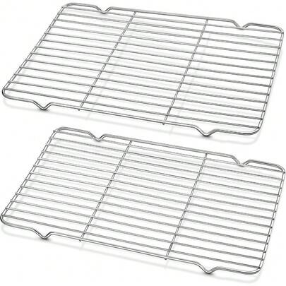 2 paquetes de rejillas de acero inoxidable resistentes de 10x15 pulgadas para enfriar y hornear en el horno