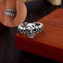 Adjustable Gothic Skull Ring - 925 Sterling Silver, Vintage Style Open Ring Band, Suitable For Daily Wear And Halloween Costume, Perfect Gift For Family And Friends - Multicolor - View 12