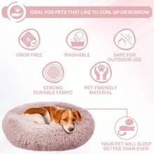 Small Super Luxe Shaggy Faux Fur Donut Bolster Pet Bed – Cozy Anxiety Relief For US Dogs & Cats - mặc định - Xem 5