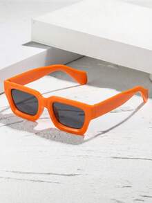 1 Pair Women's Small Square Frame Korean Style Fashion Glasses, Suitable For Summer Beach Vacation, Outdoor Activities And Travel. - Orange - View 2