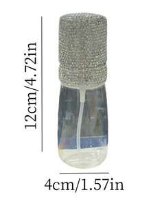 1pc 60ml Refillable Rhinestone Decorated Perfume/Toner Spray Bottle, Portable Travel Size Cosmetic Container, Suitable For Liquid, Creative Gift - Silver - View 4