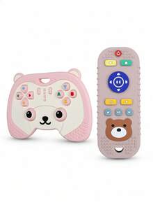Juguetes de dentición para bebés, consola de juegos y control remoto de oso en paquete de 2, alivio sensorial - Multicolor - Ver 12