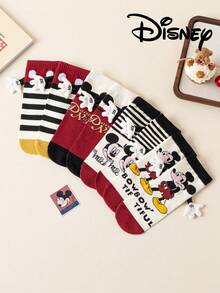 Disney 4双可爱3D手套袜，儿童圣诞节过膝袜，时尚儿童派对高筒袜，高品质礼物。返校季，趣味时尚爱好者，家庭聚会圣诞礼物手套袜，袜子 - 彩色 - 查看 5