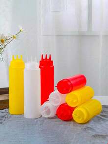 1个三孔挤压式酱料瓶，沙拉酱和蜂蜜分配器，烘焙烹饪厨房小工具，情人节、新年、母亲节、毕业季实用礼物 - 彩色 - 查看 8