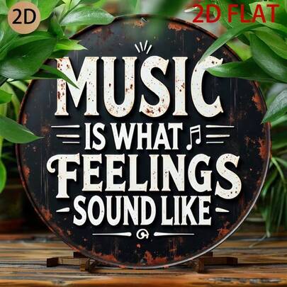 Decoración de pared de música de metal vintage - Cartel de estilo country "La música es la voz de la emoción" - Placa de arte de metal pesado para colgar, adecuada para el hogar, el estudio, la sala de estar, la sala de música - Fácil de instalar y colgar - Regalo ideal para músicos y amantes de la música