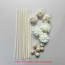 5pcs Incense Sticks & White Foam Flower Set. Incense Sticks, Foam Flower Incense Sticks, Natural Fiber Essential Oil Incense Sticks, Home Decor Accessories, Suitable For Bedroom, Office, Bathroom, Wedding Party, Etc.