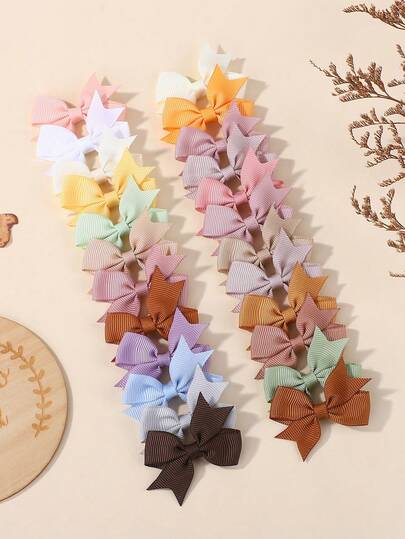 24pcs Bohemian Style Bow Hair Clips, Simple & Versatile Hair Accessories For Girls