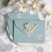 30张花卉图案蜡封贴纸，专用于信封和邀请函，易于使用，粘性强，花卉信封贴纸，礼品邀请函配件 - 灰紫色 - 查看 10