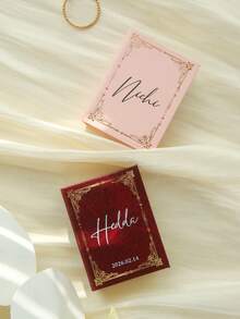 1PC Customized Travel Jewelry Box Customize Name & Date Vintage Square Magic Book Jewelry Box Case Personalized Multi Storage Rings Earrings Necklaces Bracelets Portable Travel Jewelry Organizer Anniversary Gifts For Sister Friends Her