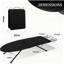 Tabla De Planchar Plegable,Ironing Board Con Marco Hierro Funda,Para Usar Sobre La Mesa O La Cama,AlgodóN Acolchada Resistente A Las Quemaduras Lavable, Duradera (Negro) - Negro - Ver 6