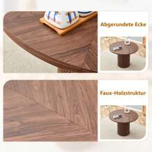 Minimalistic Rundtisch-Set Mit 1 Tisch Und 4 Stühlen.Runder Esstisch Aus MDF Mit 100 Cm Durchmesser In Nussbaumholzoptik.Combiniert Mit 4 Stühlen Aus High-Tech-Stoff Und Verbreiterter Sitzfläche. - Redwood - View 2