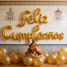 1 Bộ bóng bay chúc mừng sinh nhật tiếng Tây Ban Nha, bóng bay sinh nhật tiếng Tây Ban Nha màu vàng và bạc, thích hợp để trang trí và làm phông nền sinh nhật, trang trí tiệc sinh nhật kiểu Tây Ban Nha. - Nhiều màu - Xem 11
