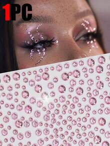 2 piezas Gemas de Body brillantes con rhinestones rosas, pegatinas de joyas 3D para maquillaje de fiesta, accesorios, pegatinas de rhinestones para estilo Y2K, festival de música, - Negro - Ver 11