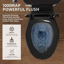 Inodoro alargado de 21 pulgadas de alto, inodoros extra altos con asiento de inodoro de altura cómoda y descarga única de 1,28 GPF, adecuado para personas mayores y personas altas - negro - - Ver 5