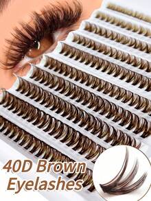 200pcs D-Curl Thick Brown Individual False Eyelashes, 80D Curl, 9-16mm Mixed Length, Fluffy Natural, Soft & Lightweight, DIY Eyelash Extension, Suitable For Daily Life, Wedding, Date, Party, Music Festival And Various Occasions. Eyelash Cluster, Individual False Eyelashes