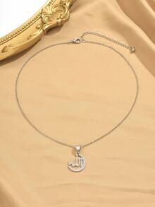 1件简约字母吊坠小巧设计项链，适合女性日常佩戴 - 銀色 - 查看 4