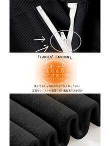 [Women's Winter Bottoms] Brushed Knit Pants, Autumn Knit Pants, Winter Straight Leg Slacks, Office Casual, Excellent Windproof And Heat Retention, Self-Heating - [歐棉絨加絨]黑色 - 查看 2