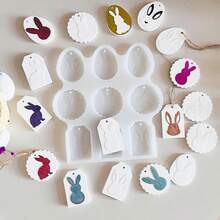 1个复活节兔子树脂模具，可爱兔子造型迷你耳环模具，3D兔子硅胶环氧树脂钥匙扣模具，用于树脂浇铸钥匙扣模具，可爱动物工艺模具，DIY复活节装饰家居装饰，DIY环氧树脂首饰制作工艺 - 彩色 - 查看 5