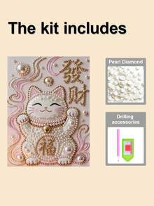 新款珍珠画招财猫主题无框DIY手工粘贴钻石创意钻石画套装，适合卧室装饰、客厅挂画、房间装饰、艺术品、生日礼物、圣诞节、新年、情人节、节日礼物，充满新奇感。 - 彩色 - 查看 11