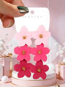 1 Pair Ombre Round Pendant Earrings, Suitable For Daily Wear - Yellow - View 17