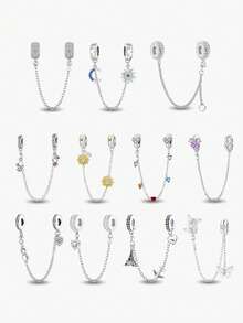 1条时尚日月镂空安全链，适合女士手链，可用于DIY首饰制作和日常搭配，是女孩的理想配饰。 - 銀色 - 查看 1