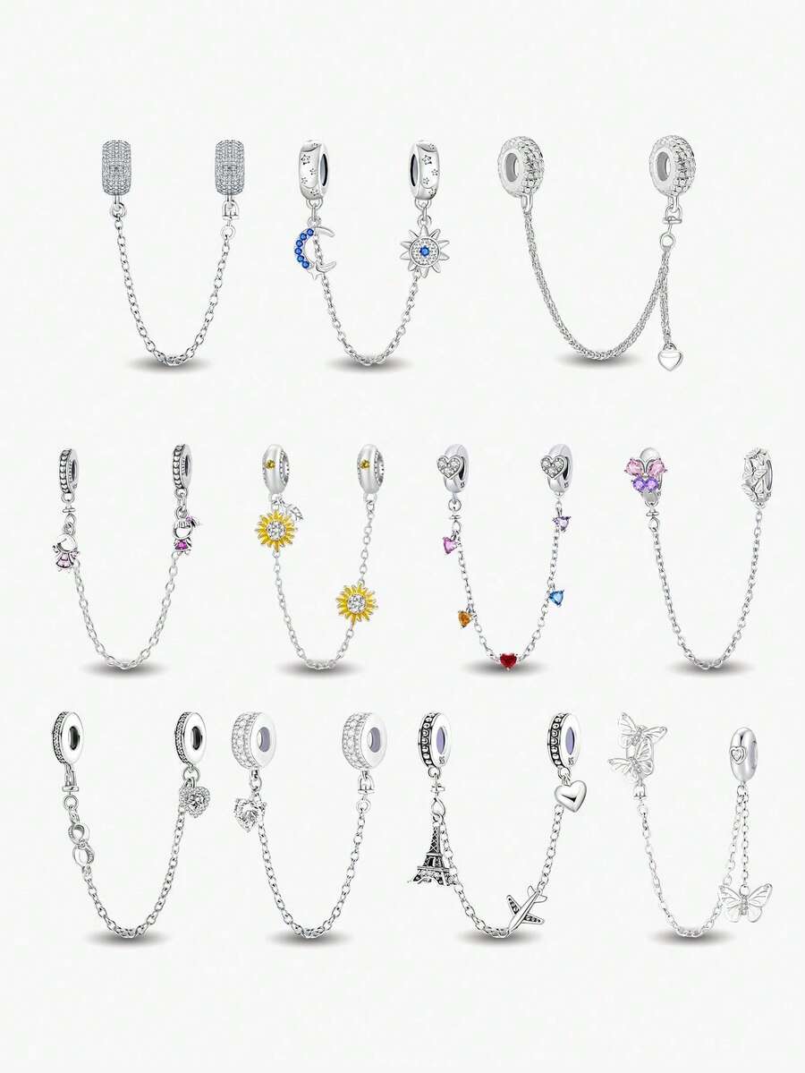 1条时尚日月镂空安全链，适合女士手链，可用于DIY首饰制作和日常搭配，是女孩的理想配饰。 - 銀色 - 查看 1