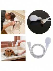 Easy Install Portable Handheld Sink Faucet Sprayer, Multifunctional Flexible White Faucet Shower Head Set, Plastic Handheld Faucet Sprayer, Direct Connect Faucet Extension With Clip-On Fastener, Faucet Accessory, Leak-Proof High Pressure Spray Head, Suitable For Pet Washing, Plant Watering And Car Washing, Essential Accessory For Modern Bathroom And RV - Multicolor - View 5
