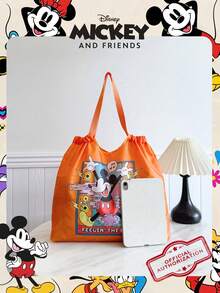 Disney 疯狂动物城官方授权1件装疯狂动物城尼克图案手提包，女士购物袋，大容量可折叠手提包，抽绳单肩包，轻便手提包 - 专为女性/女士/女孩设计，适合日常/购物/外出 - 彩色 - 查看 5