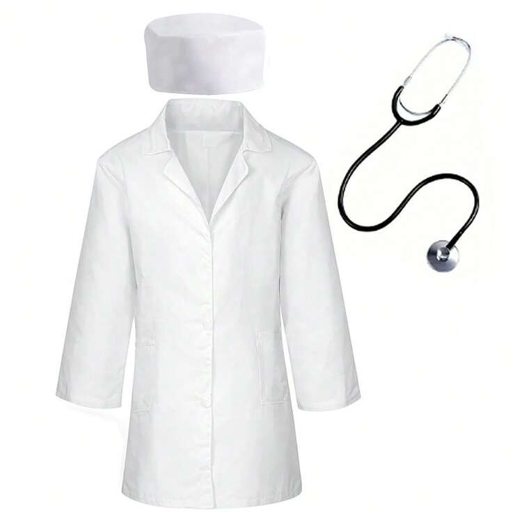 Bata Médica De Juego De Rol Para Niños – Disfraz De Doctor Con Gorra Y Delantal Para Peques De 3 A 6 Años