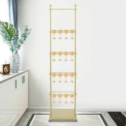 5 Tier Metal Champagne Wall Holder Champagne Flute Holder With Wheels