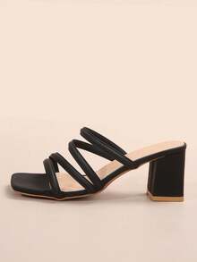 Giày sandal quai ngang kiểu Pháp thanh lịch, gót chunky, thích hợp cho hẹn hò, mua sắm, đi làm, công sở, họp mặt, tiệc tùng, du lịch, thời trang, đa năng, thoải mái. - màu đen - Xem 3