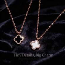 Four Leaf Clover Jewelry - Daily Wear Lucky Necklace Women & Girls - 黑色 - 查看 8