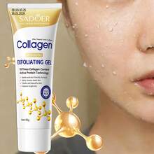 1 hộp Gel tẩy tế bào chết collagen, Mặt nạ chống nhăn, Kem tẩy tế bào chết 50g, Làm sạch nhẹ nhàng, Bổ sung collagen, Chống lão hóa, Làm sáng da, Cải thiện độ thô ráp, Làm mờ nếp nhăn, Làm săn chắc da, Quà tặng sinh nhật & ngày lễ - Màu vàng - Xem 5