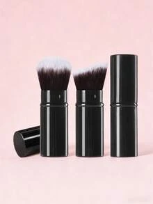 1-2支伸缩式化妆刷、旅行歌舞伎粉底化妆刷、面部腮红刷用于混合液体、腮红、古铜粉、指甲油、防晒霜和无瑕化妆品。 - 彩色 - 查看 3